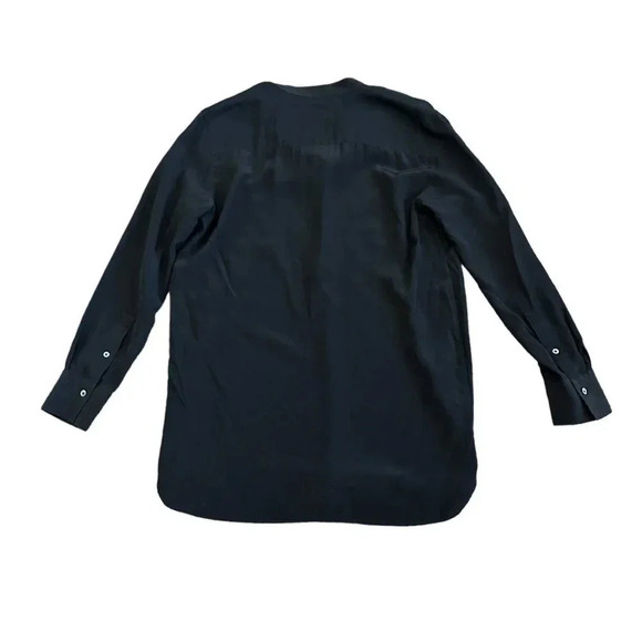 Babaton Aritzia 100% Silk Blouse Black Henley Flowy Wide Fit Small Women's - Picture 5 of 11
